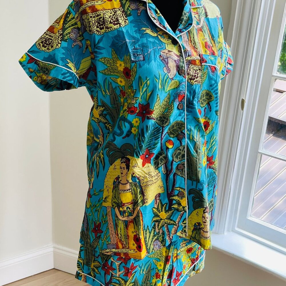 BRAND NEW Turquoise Frida khalo Short Pj Set Bridesmaid Pj Set For Woman Pj Se - Picture 4 of 8